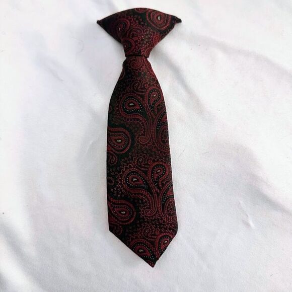 Unbranded Other - Baby Toddler Red Paisley Clip-On Tie